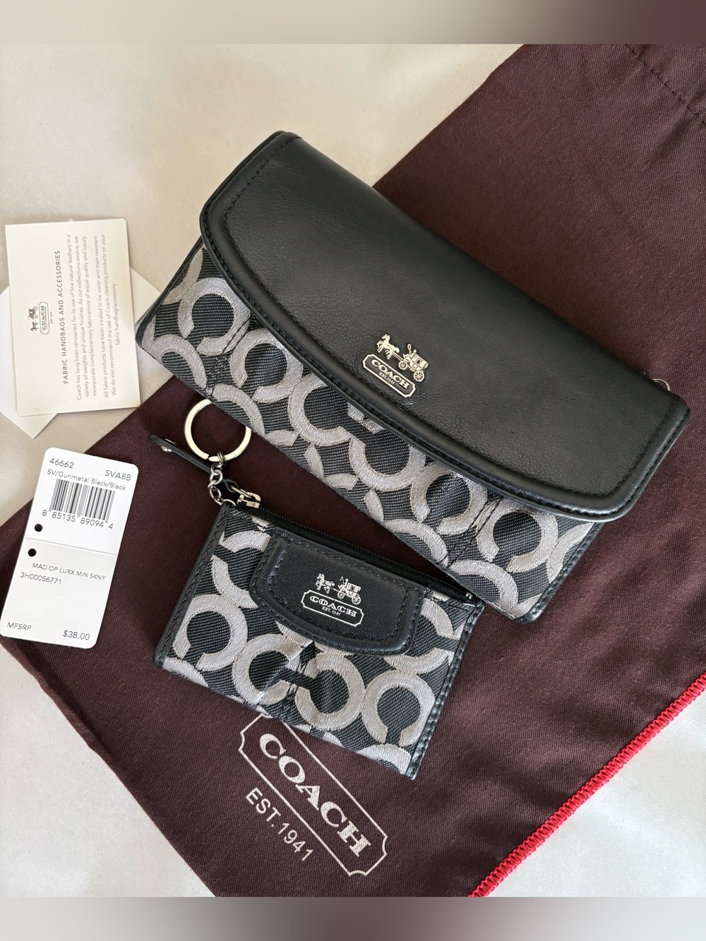 NWT Coach SET Madison Op Art Lurex Checkbook Wallet & Mini Skinny Rare Bundle - Picture 6 of 16
